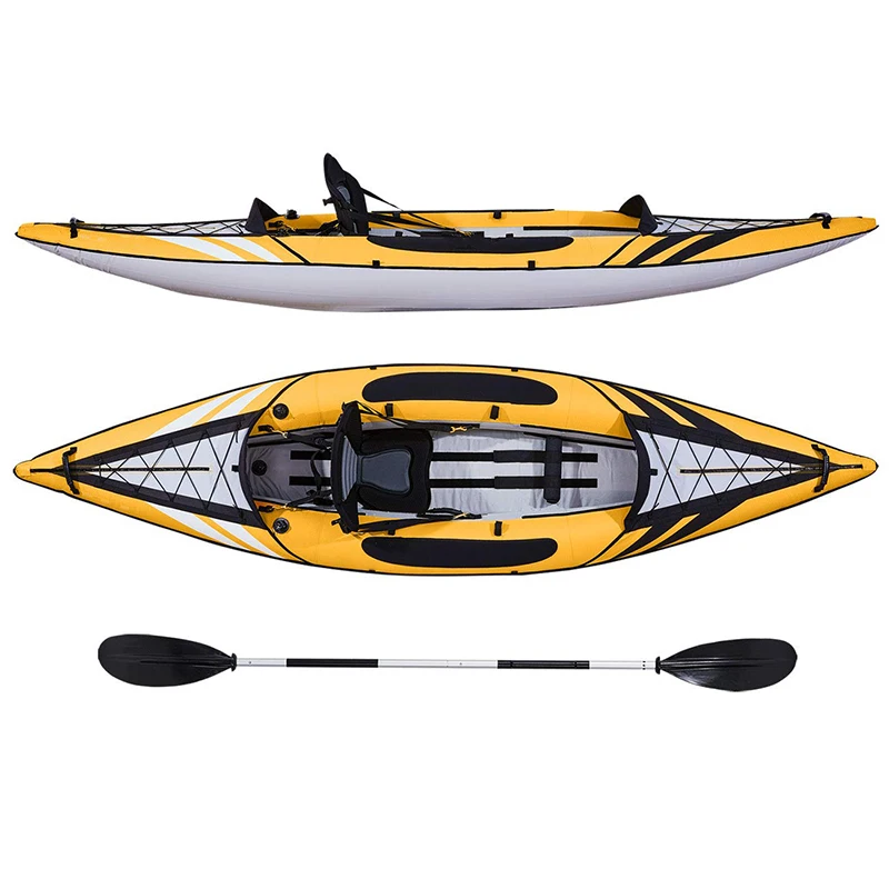 Inflatable Recreational Touring Kayak with EVA Padded Seats with High Back Support, Includes Paddles, Pump