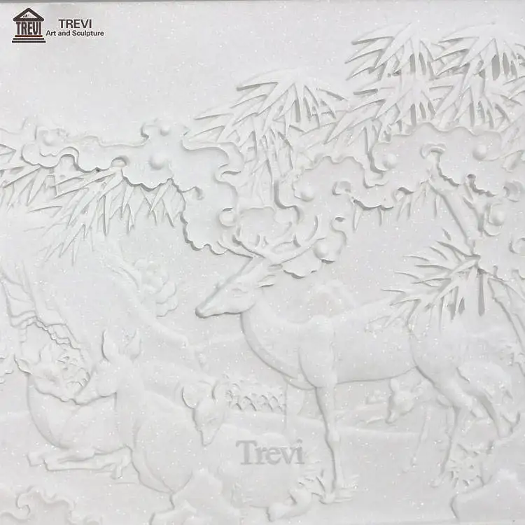 Exterior Wall Decoration Art Garden Stone Nude Woman White Marble Relief for Sale