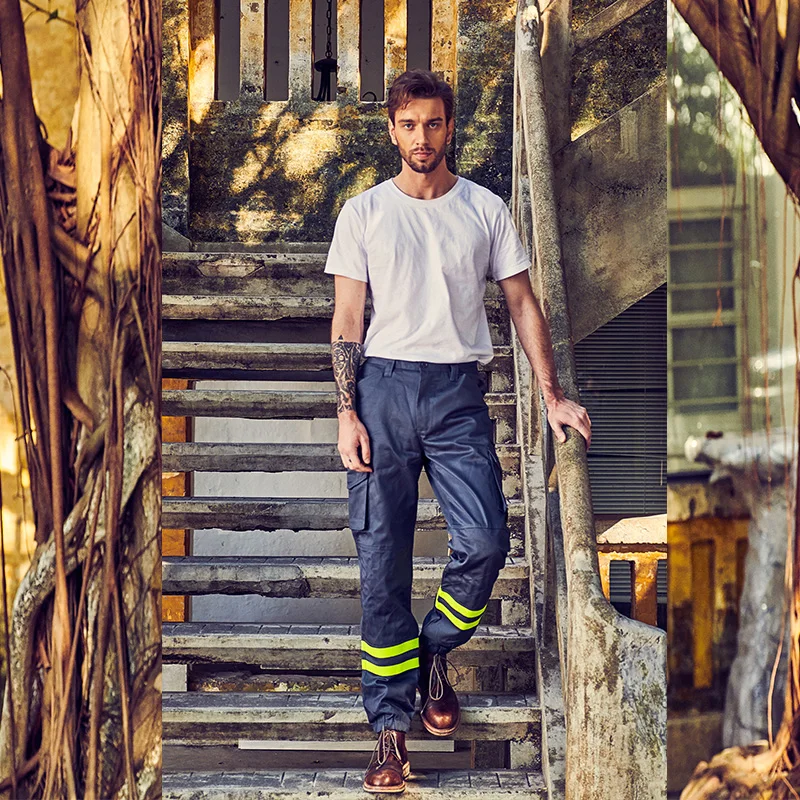 Factory supply mechanic workwear work wear cargo FR safety fire resistant work pants for men
