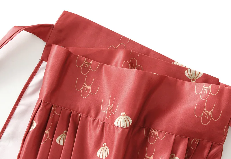 Vintage Chinese Style Women Pleated Skirt Traditional Hanfu Inspired Horse Face Skirt New  Printed Long Skirt for Women