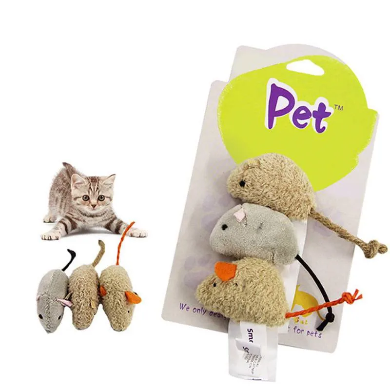 3pcs pet cat bite resistant toy plush simulated little mouselect hide and seek game props rat squeak toy