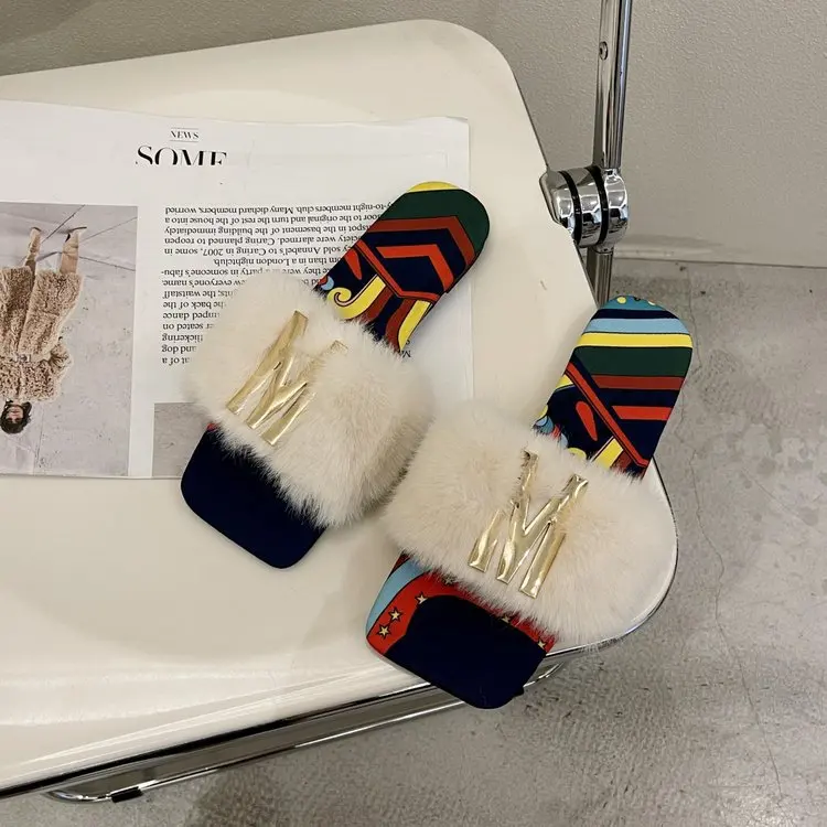 Winter Warm Home fur Slippers Whale soft Bottom indoor Cotton Slides Women 2022 South Korea hot selling