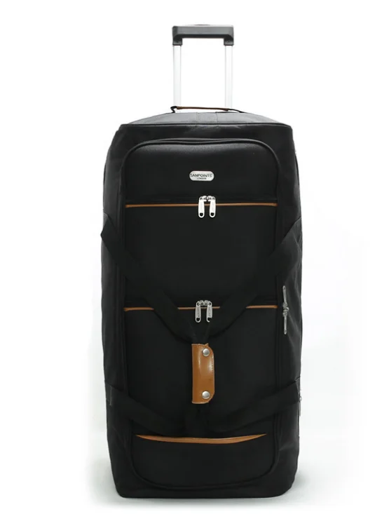 Expandable extra travel trolley bag wheeled duffle bag with trolley for man women