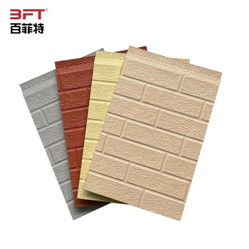 Insulated Wall Panels 3d Decorative Brick Pu Metal Contemporary Lightweight Wall Panels for Prefab House and Villas 5 Years 16mm