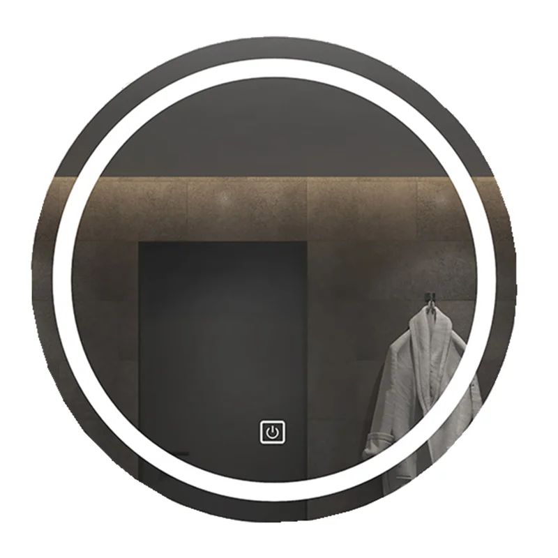 LED Illuminated Round Smart Bathroom Mirror Anti-Fog Touch Sensor Wall Mirror Makeup Vanity with Luminous Lighting