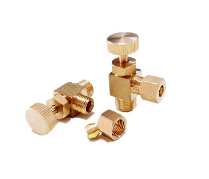 Lead Free Brass 1/4 NPT 90 Degree Angle Needle Valve With Brass Handwheel