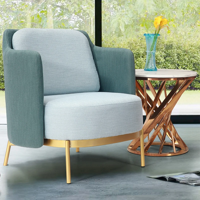 Modern European popular comfortable home furniture living room  gold metal leather fabric chaise lounge hotel lounge chair