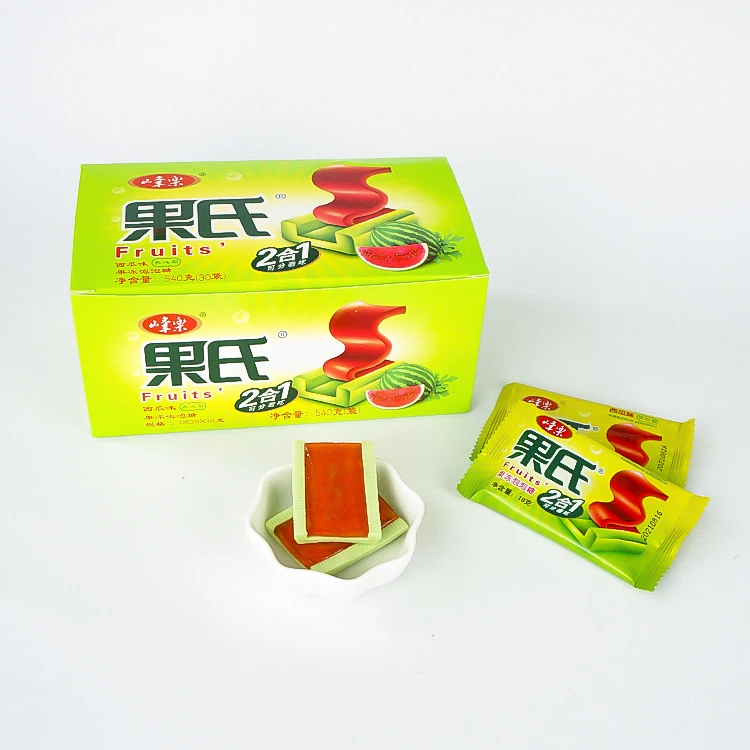 Sour Sweet Fruit Bubble Gum Flavors Chinese Gummy Jelly Candy Christmas Halloween Chewing Gum for Kids