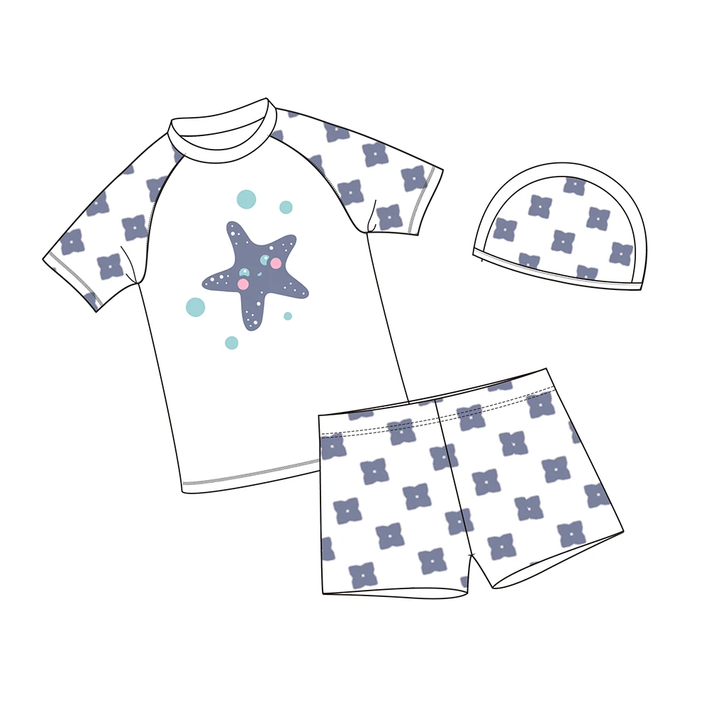 FIELD BALANCE Oeko Tex Custom Toddler Swimsuit Boys Swim Trunks UV Swimwear Kids Swimming Hat Bathing Suits