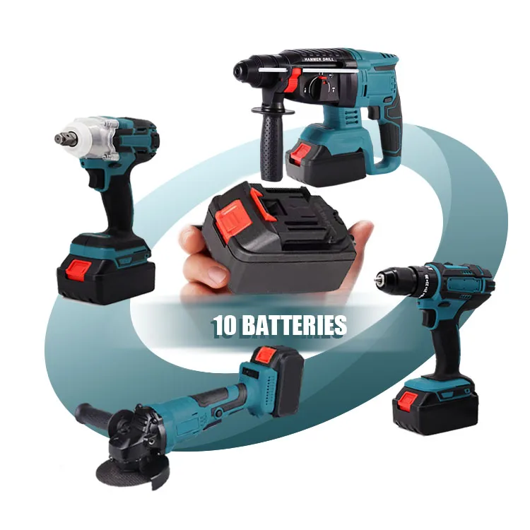 21V Cordless Power Tool 4-in-1 Combination Brush Set with Universal Battery Charger Steel Grinder Wrenches Repair OEM Support