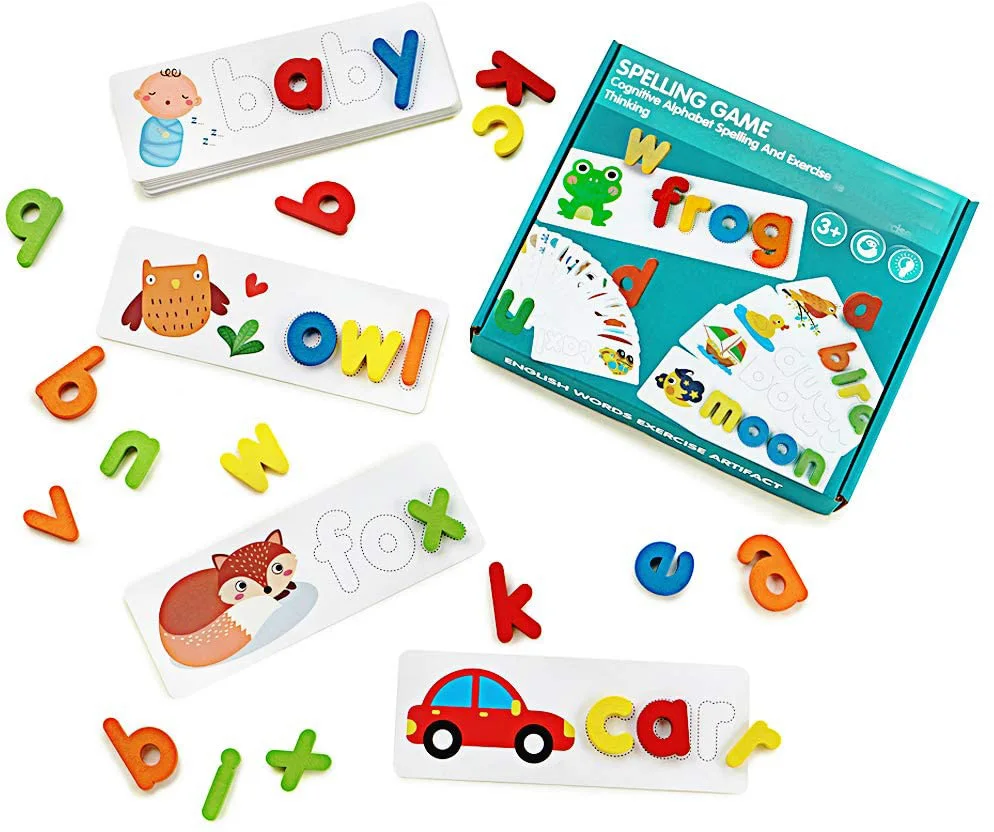 
26 Letters Wooden Montessori Alphabet Puzzle Spelling English Words Games Spell Learning Toys Educational Toys 