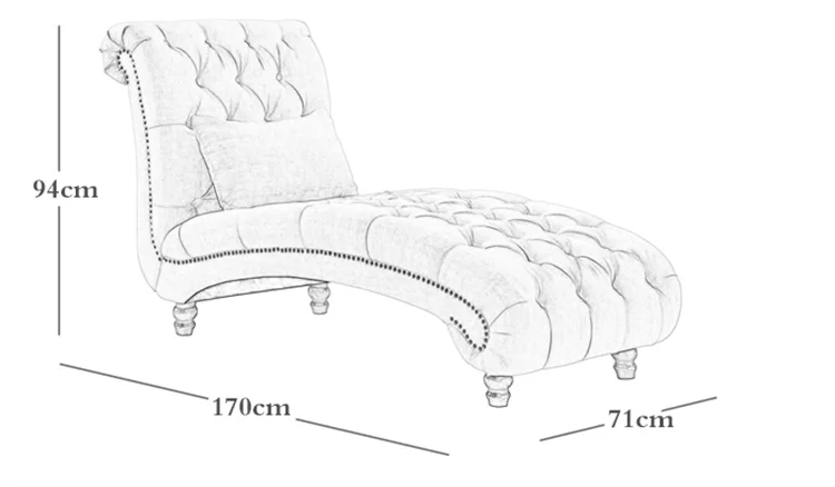 Fashion Light Luxury Chair Furniture Living Room Chesterfield Sofa Chair Linen Fabric Chaise Lounge