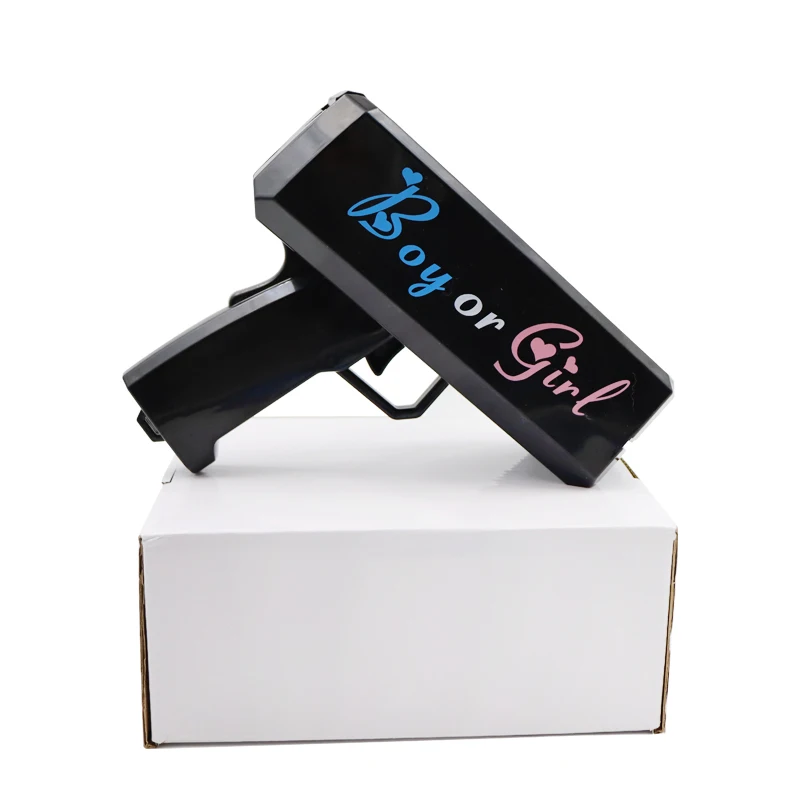 Gnder reveal Flying Pink Blue Paper Throwing Popper Money Gun Shooter Reveal Spray Cannon