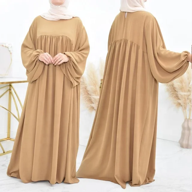 Рекламное высококачественное однотонное платье Dubai, скромная абайя, мусульманское женское платье кафтан с длинным рукавом, джаз, креп, Повседневная абайя