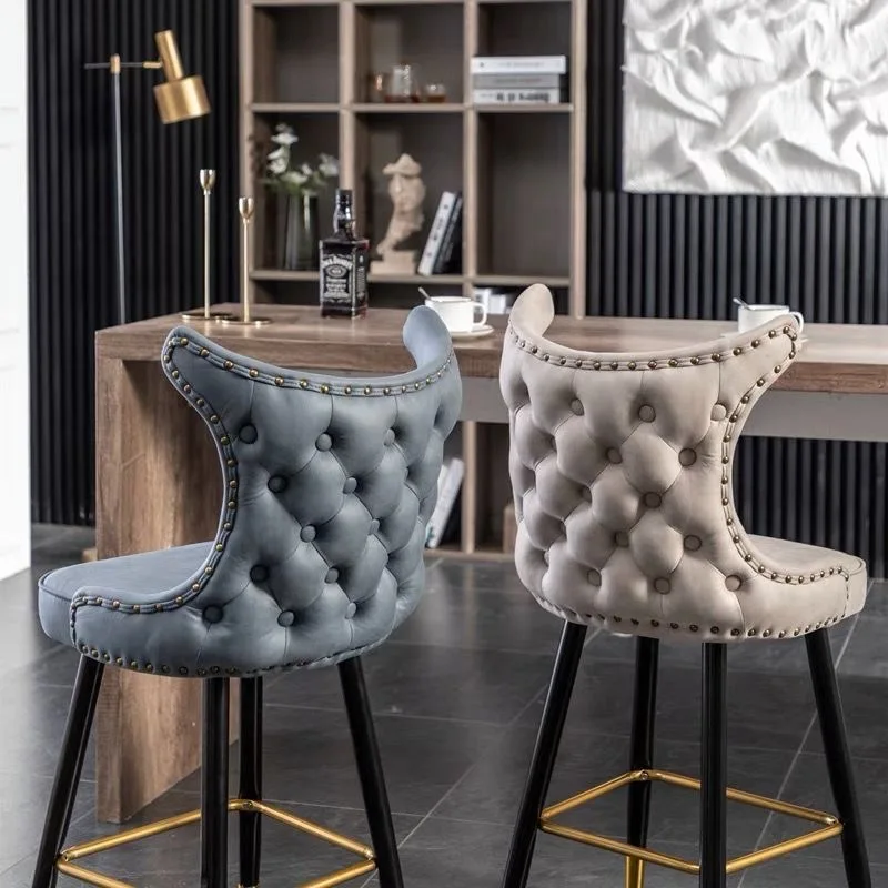 Kitchen Chair Velvet Bar Stools Metal Bar Stools High Luxury Bar Stool Gold for Home Hotel Wedding Stainless Steel Dining Chair