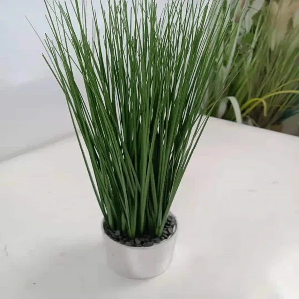 Plastic Indoor Decoration Green Artificial Plant Onion Grass Potted With Flower For Home and Hotel Decoration
