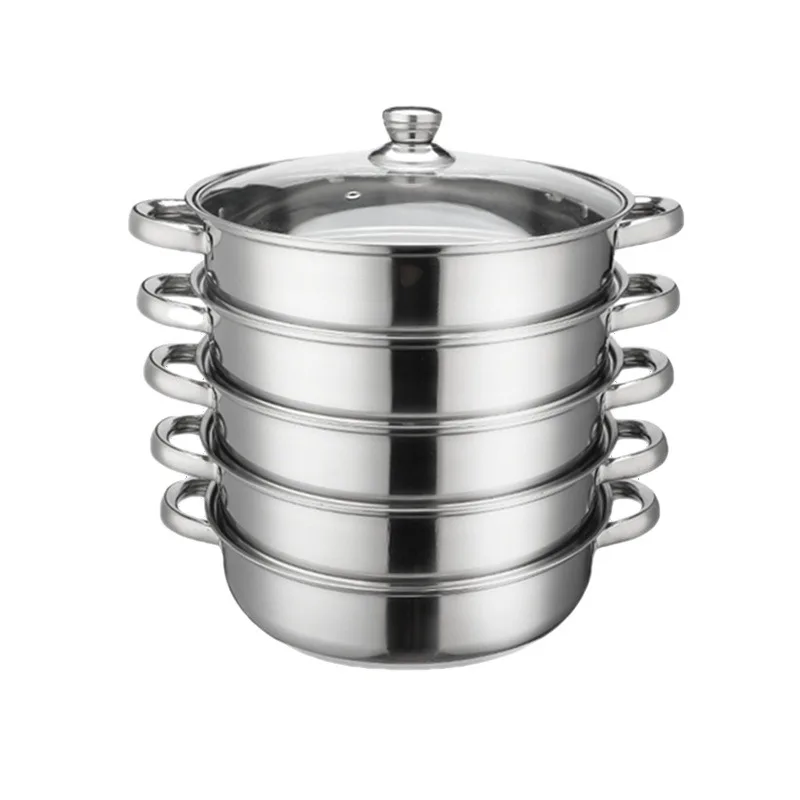 Non-stick Inner Coating 5 layers Stainless Steel Steaming Soup 30 32 34 36 38cm Pot Home Use Panelas Cookware Set