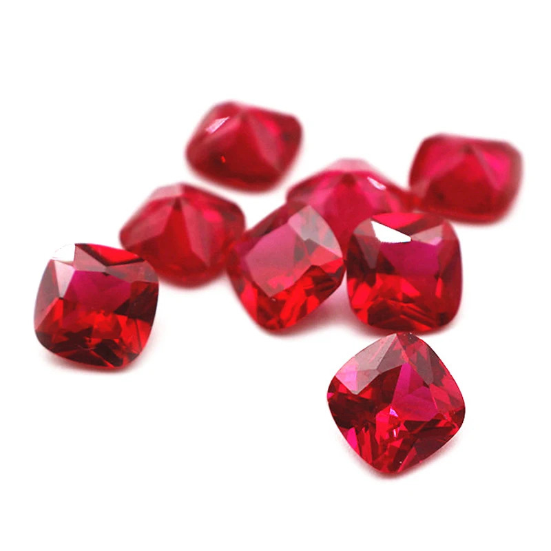 Wholesale diverse Ruby gemstone cushion cut 6x6mm 5x5mm synthetic ruby 5# corundum for jewelry making