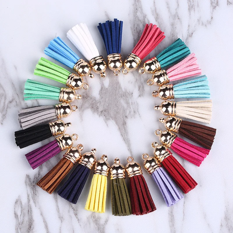 Fashion 38mm Jewelry Acceossries  Colors Suede Tassel Charm China Suppliers  Leather Tassel for Handbag