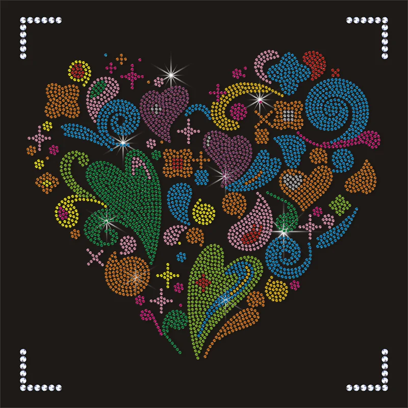 1V6P Rhinestone Transfer Machine with Heat Transfer Design 3D Iron-On Patches Cam Template for Rhinestone Patches