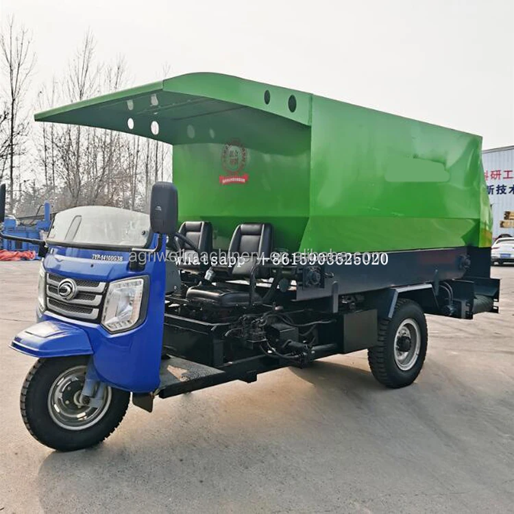 New and Used Three-Wheel Farm Manure Spreader Cattle Feed Cart with Gearbox for Farm Fertilizer Spreading
