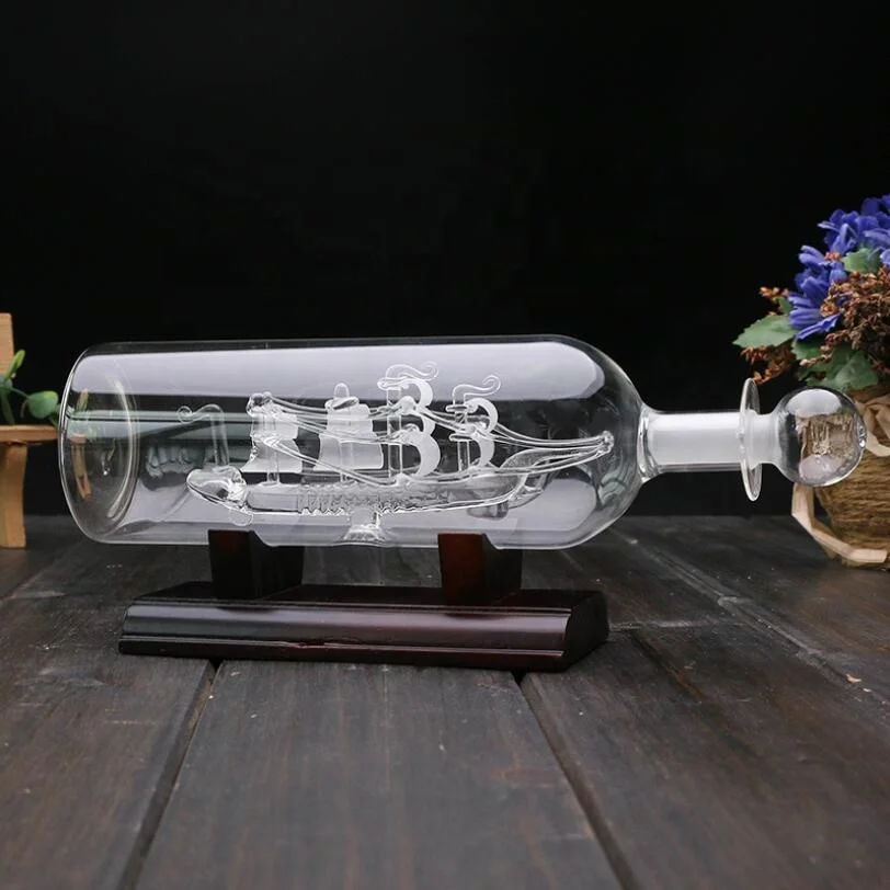 Sailing Vessel Floating Bottle Gift Blown Handcraft Glass Creative Business Art & Collectible Ship in Bottle