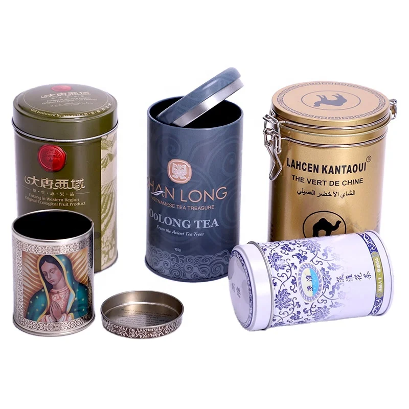 Hot sale metal tea tin containers custom printed tea storage tin can wholesale