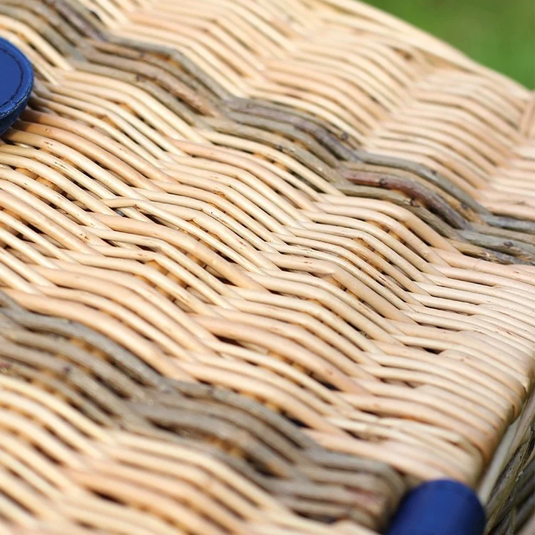 Wholesale cheap Portable handmade firm wicker picnic baskets with fabric with cooler bag