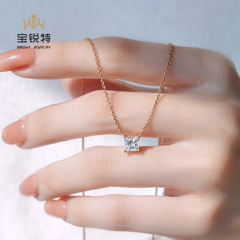 18k White Gold Diamond Cross Necklace Round Custom Minimalist Necklace Tiny Cross Pendant