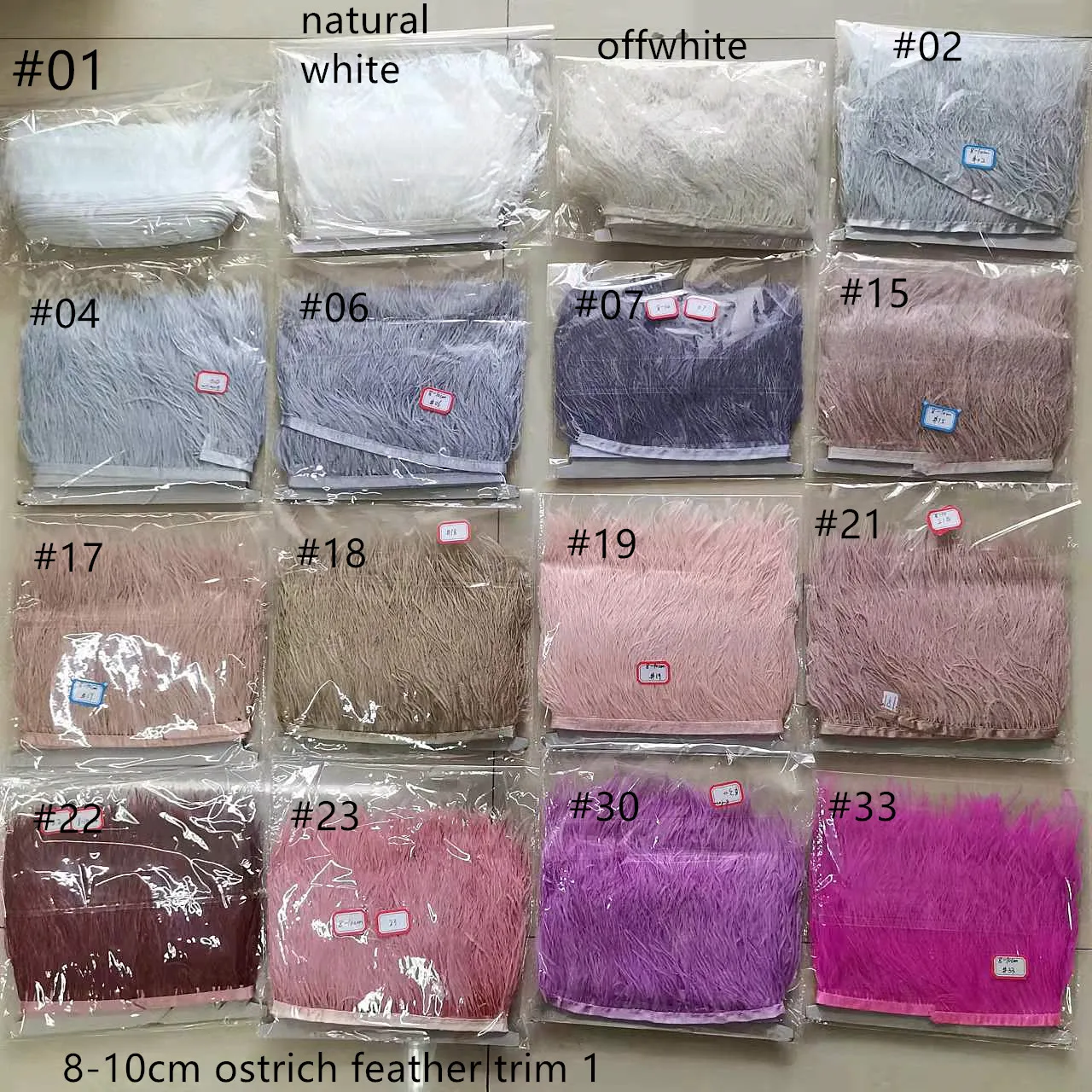 Ready-to-ship WIC 8-10cm Fashion Dyed Colors Real Ostrich Feather Fringe Trims Trimming Ribbon Lace for Skirts Dress
