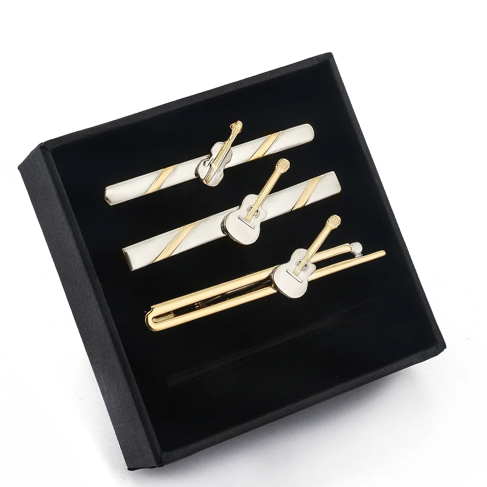 Гальванизированный золотой и серебряный двухцветный инструмент для скрипки гитары медный зажим для галстука Повседневный зажим для воротника