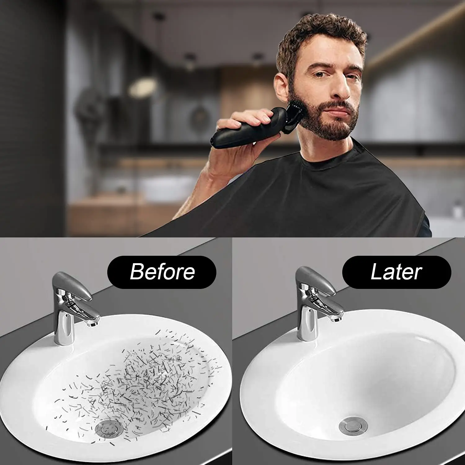 Beard Bib Beard Apron,Waterproof Beard Apron Cape for Trimming,with 4 Suction Cups Best Gift for Boyfriend/Husband/Fathers day