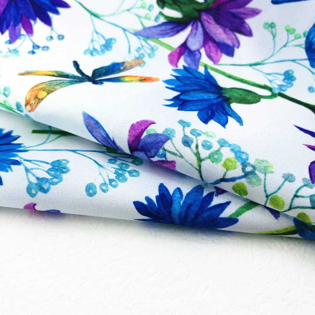 High Quality Customized Fashion Printed Shiny Satin Dress Shirt Blouse 100%Polyester Fabric