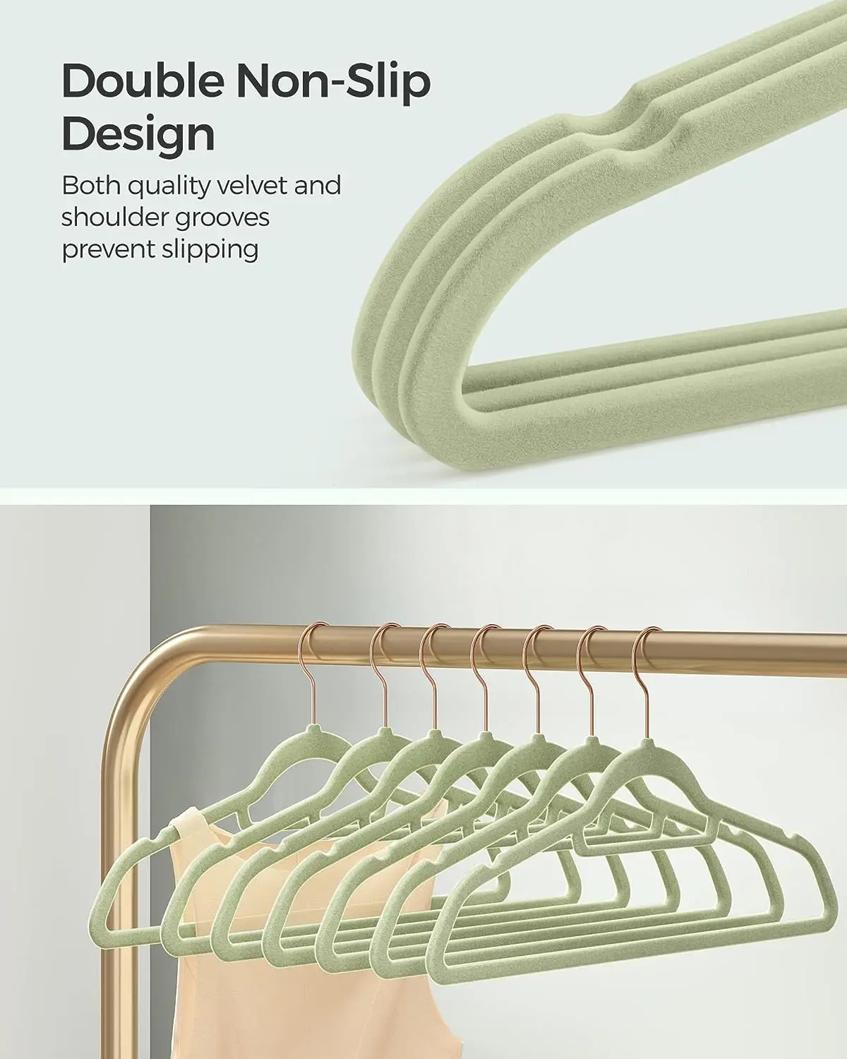 Wholesale Premium Velvet Hangers Non Slip Custom Hanger Space-Saving For For Suit ,Shirt, Dress, Pants, Tie Green Hanger