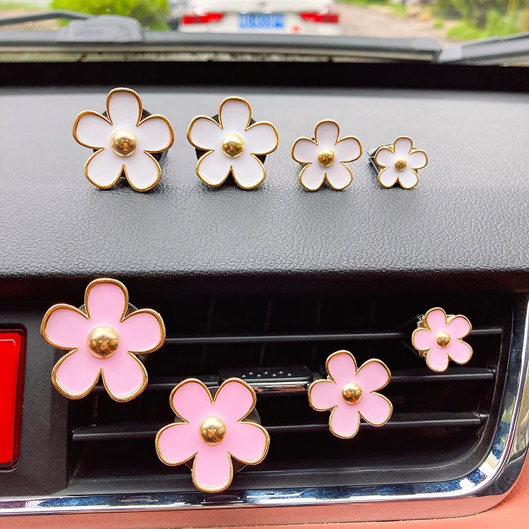 Daisy Car Decoration Flower Air Vent Clip Outlet Clip Car Air Freshener Clip Interior Accessories for Girls Women