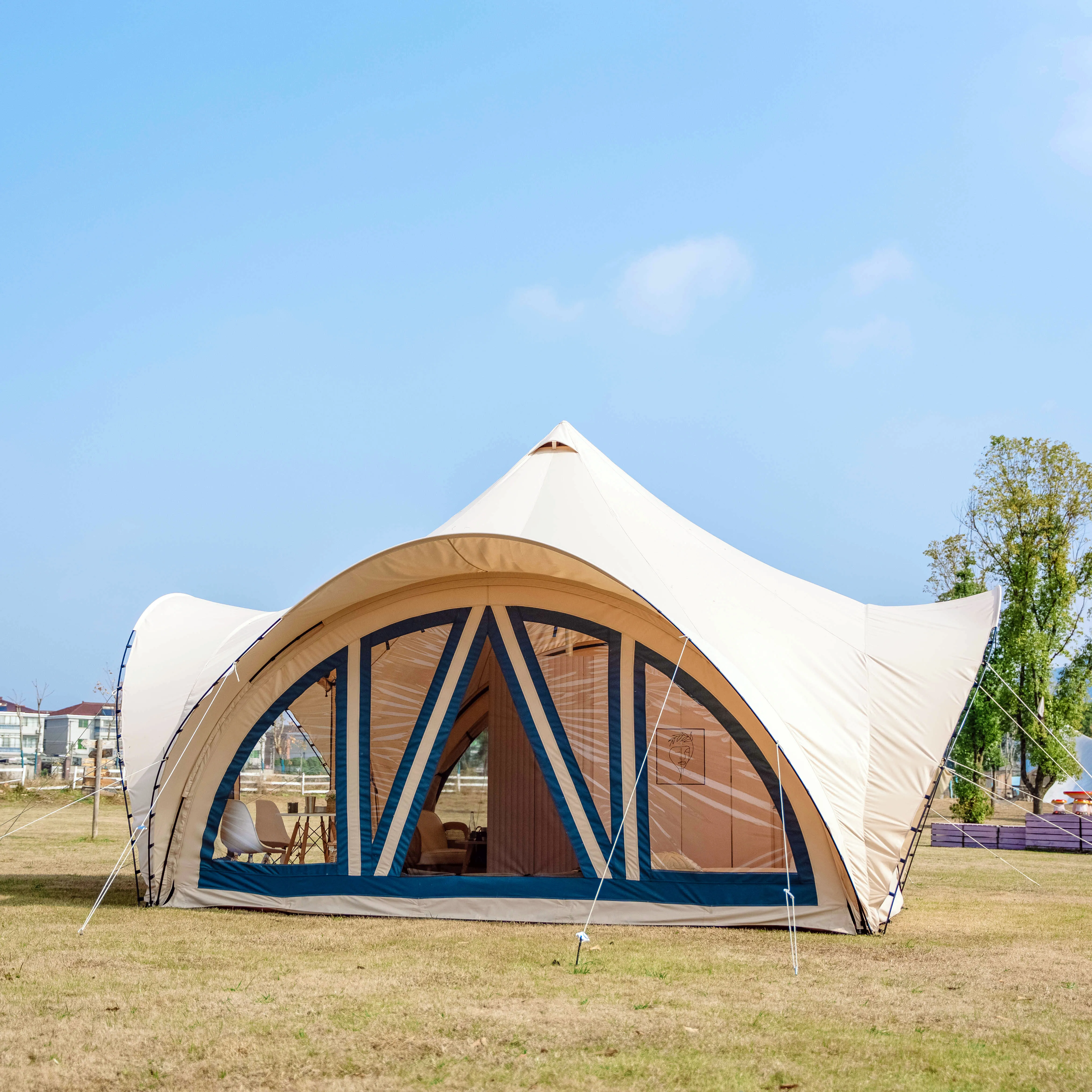 Luxury tent hotel garden tent party 4 season poly cotton canvas outdoor mini asher tent waterproof