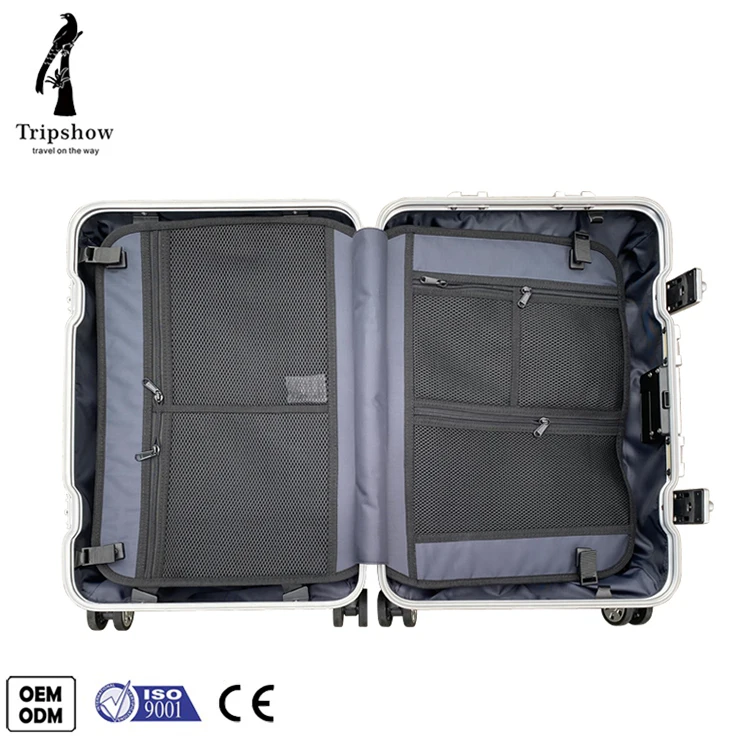 New Design Polyester Lining Luggage Trolley Bag Aluminum Suitcase With 4wheels