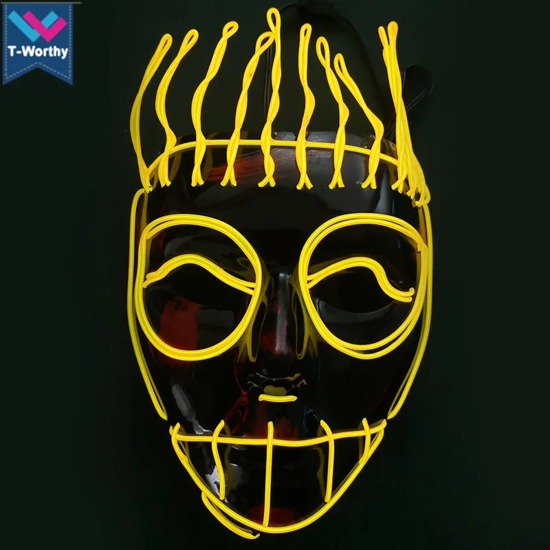 Hot Sell Halloween Carnival Party Rave Masquerade EL Mask Led Light Up Luminous Neon El Wire Mask In Stock