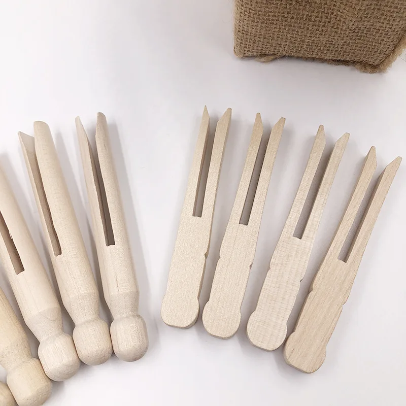 Round and Flat Unfinished Dolly Wooden Pegs,Wood Doll Peg Kids Toy DIY Dolly Pegs
