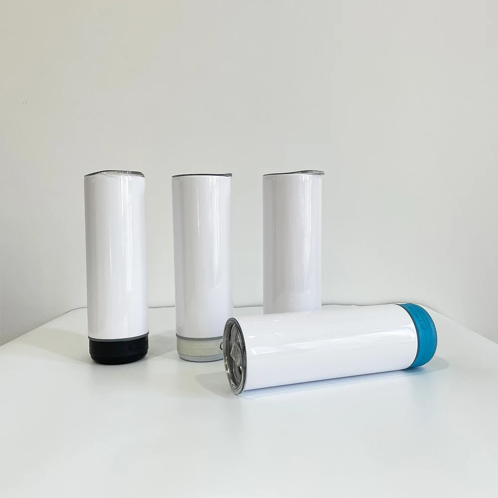 US Warehouse Sport use bowling 600ml 20oz shaped Smart Stainless Steel Water Bottle Intelligent audio water bottle with speaker