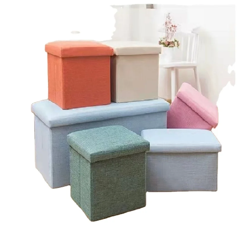 Factory Wholesale PU Leather ottoman stool bench Household Storage folding stool