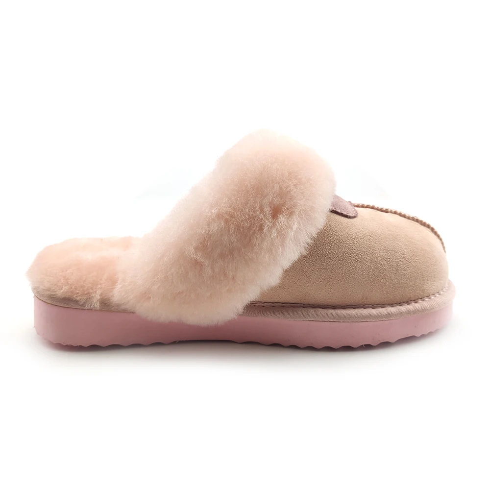 Двухсторонние австралийские овчинные противоскользящие женские зимние тапочки с мягкой подошвой