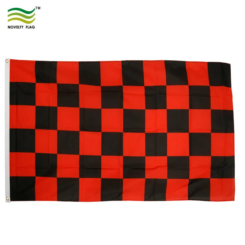 Custom Logo Design Polyester Printed Checkered Red-Black AC Milan Rectangle National Flag