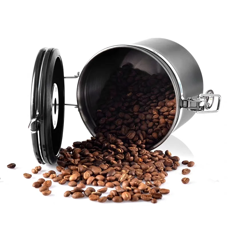 
Stainless Steel Coffee Canister With One Way Degassing Valve and Date Compass for 500grams coffee 