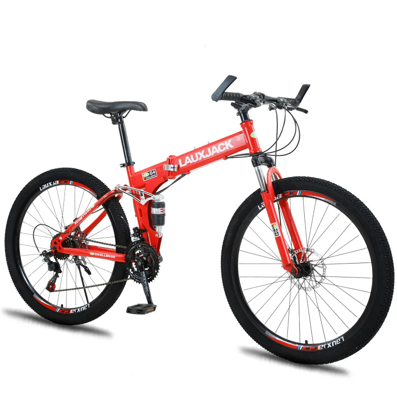 Folding Mountain Bike 26/24 Inch Soft Tail Double Shock-Absorbing Mountain Bike Other Road Surron Surrey Folding Bicycle