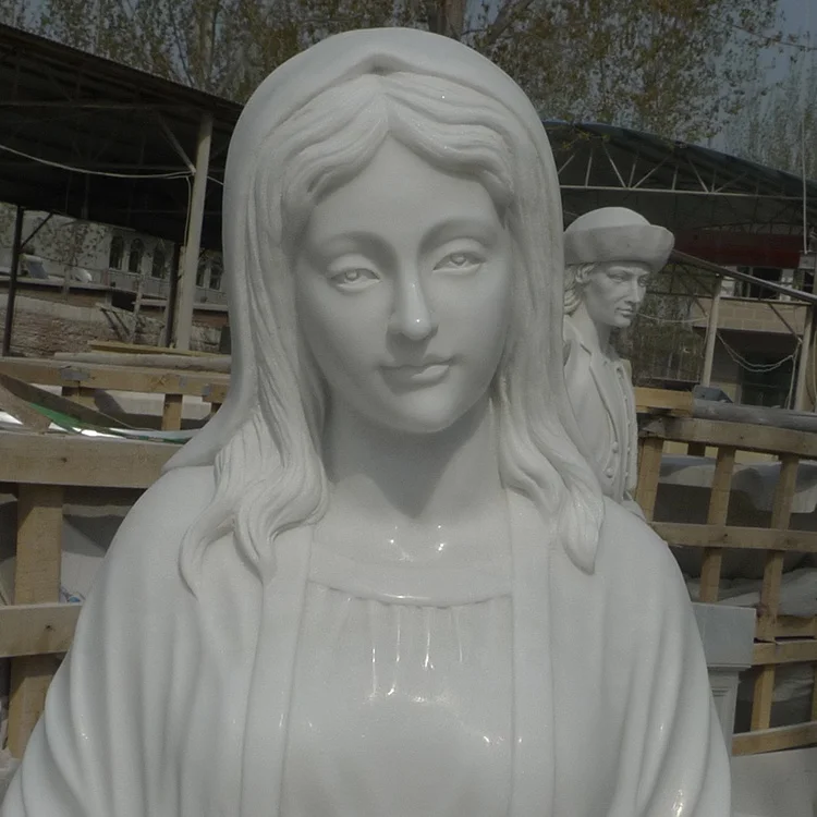 Factory direct supply life size outdoor stone white marble religious Catholic Mary statue