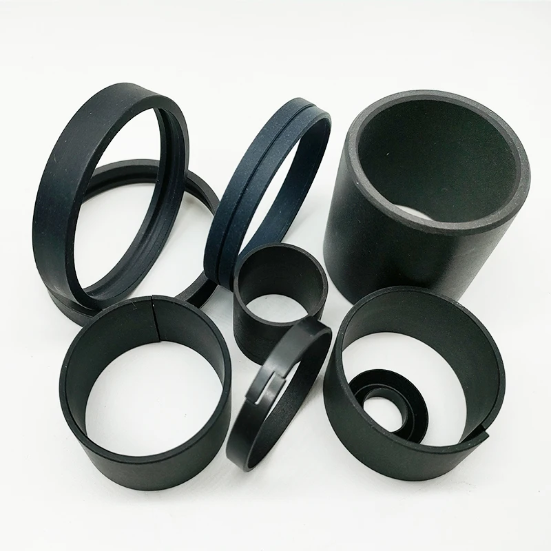 hydraulic cylinder piston seals black custom graphite carbon fiber filled ptfe wear ring