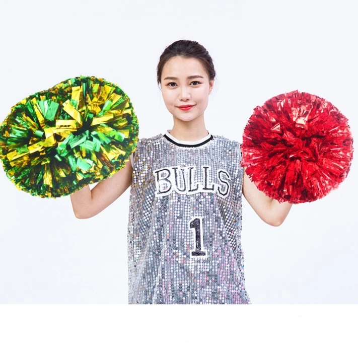 Hot Selling Different Color Metallic Cheerleading Pom Poms Dance Performance Flower Ball