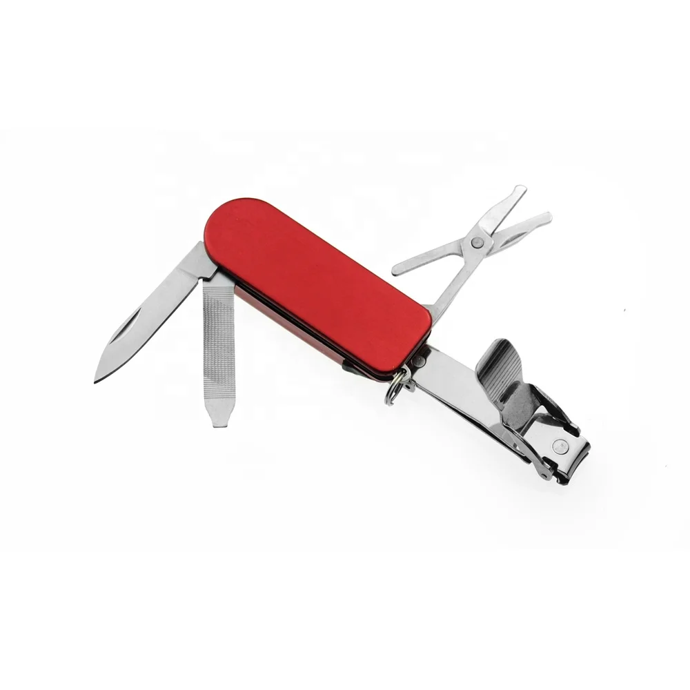 
Lazer Logo Multi Function Metal Flashlight Cheap stainless steel mini multi purpose key ring with nail scissors 