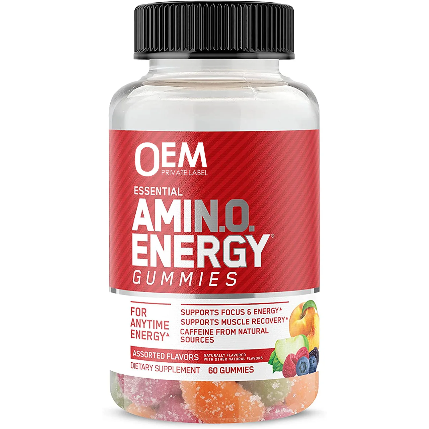 OEM ODM Amino Acid Energy Support Help Muscle Recovery Caffeine Multivitamin Sport Gummies Pre Workout Gummy Candies